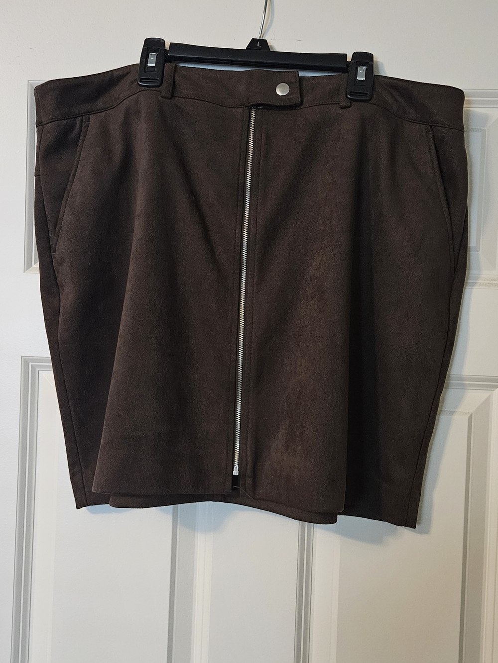 Apt. 9 Dark Brown Faux-Suede Mini Skirt with Front Zip
